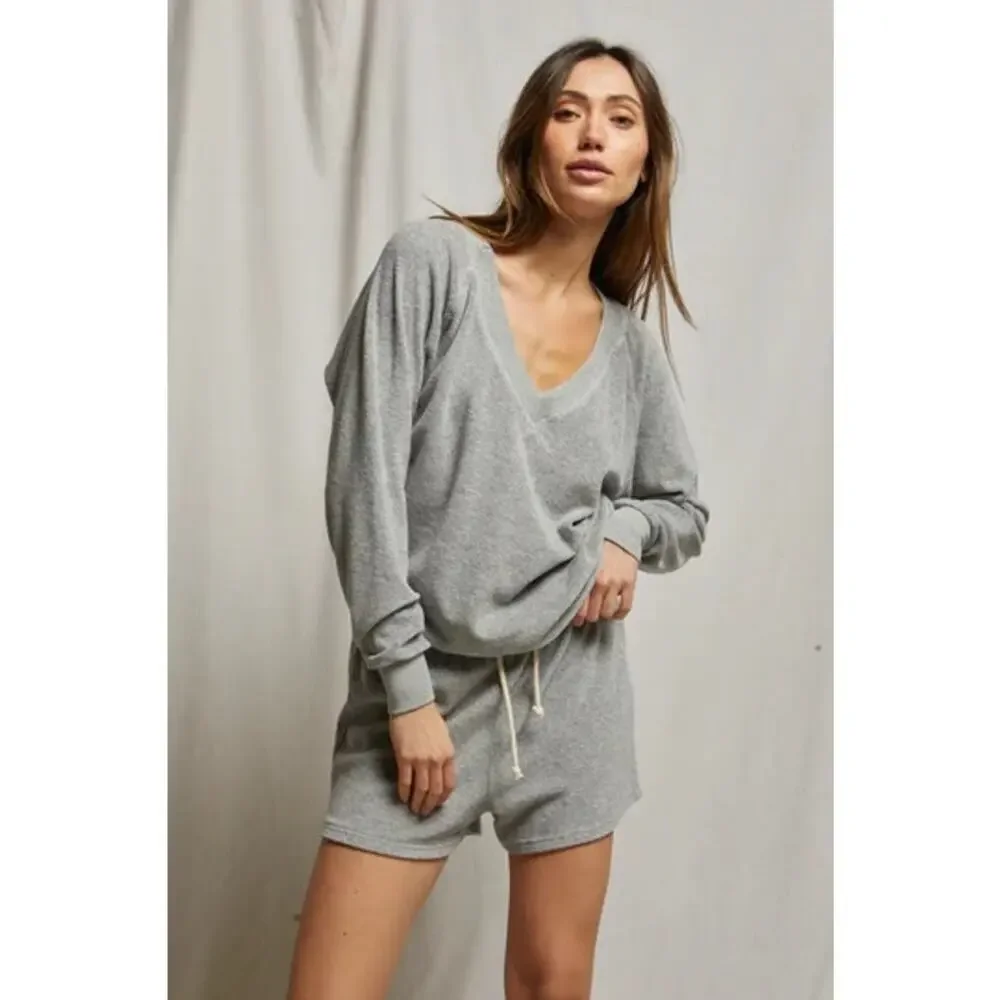NWOT-Free People Take It Off Textured Pullover Sweatshirt Teal Size:XS OVERSIZED